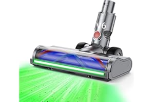 TOPWEB Brosse de rechange pour aspirateur pour Dyson V6 Animal, V6 Fluffy, DC58, DC59, DC61, DC62, DC74 turbine en forme de V avec phares pour couleur verte LED durs et tapis