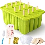 Stampi Ghiaccioli Silicone per Gelato senza BPA, Stecco,Formine Riutilizzabili(Verde)