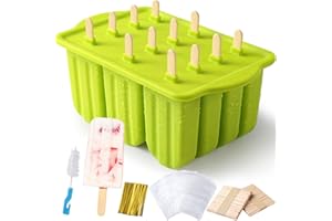 Sinnsally Stampi Ghiaccioli,Silicone Stampi per Gelato senza BPA,Stampo di gelato,Stampi Gelato Stecco,Stampi per Ghiaccioli in Silicone,Formine Ghiaccioli Riutilizzabili,Ghiaccioli Stampo(Verde)