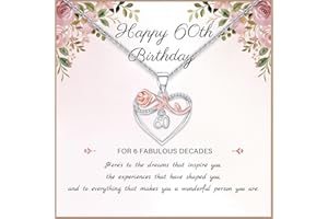 MOROTOLE Rose Heart Necklaces Gifts for Women, 925 Sterling Silver Rose Heart Pendant Necklace Mothers Day Christmas Birthday Gifts for Wife Girlfriend Mom 21st 30th 40th 50th 60th and 70th Birthday