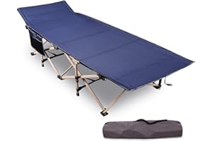REDCAMP Folding Camping Beds for adults, 28" Extra Wide Heavy Duty Sturdy Camp Bed Portable, Stronge Thicker Tubes Sleeping Cot Outdoor Travel Office (Blue)