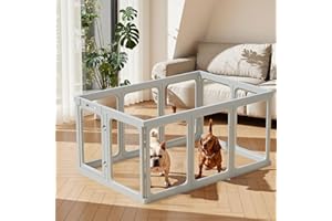 Gardner Pet Recinto per Cani in Acrilico Trasparente – Box Antigraffio e Antiscivolo, Parco Modulare per Cuccioli, Gatti e Conigli – Facile da Pulire, Espandibile, Animali Piccoli - 10 Pizzi, Grigio