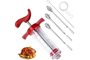 FIZZIX Plastic Meat Injector Syringe Kit - 30ml Marinade Injector, Durable BBQ Seasoning Syringe for Flavorful Meats - Ideal for Turkey, Chicken, Beef, and Pork