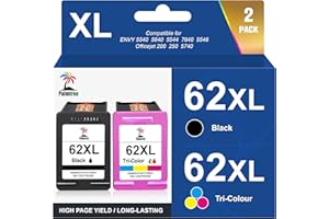 Palmtree 62XL Ink Cartridges Combo Pack Replacement for HP 62 Ink Cartridges Black and Colour for HP OfficeJet 250 200 5740 5742 Envy 5540 5640 5546 5544 7640 5644 5541 5646 5542