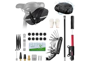 Ninonly Kit de Herramientas para Bicicleta 27PCs con Bomba 120PSI y Multiherramienta 16 en 1 Kit Reparación Bicicleta Completo Kit de Parche y Palancas para Camping Viajes Bolsa