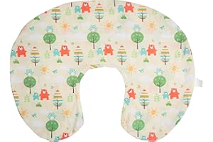 Chicco Boppy 08079902320000 - Cojín de lactancia algodón con estampado Honey Bear, color blanco y verde