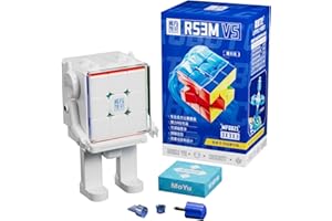 Moyu RS3M V5 2023 Ball Core UV Coated 3x3 SpeedCube with Robot Shape Display Box, 3x3 Puzzle Stickerless RS3M V5 MagLev Master Cube (MagLev+Ball-Core Magic Clothes) Gift for Speed Cuber