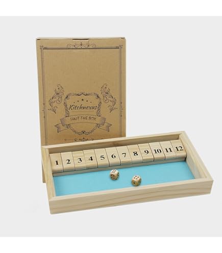 BOH Jeu De Dés Shut The Box Jeu De Dés En Bois Fermé La Boîte 4 Faces 10 Numéros Jeu De Pub De