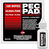 Eclipse Optic Cleaning Fluid and PEC-PAD Lint Free Wipes - Critical Optic Cleaning Solution - Non-Abrisive Cleaning Wipes for