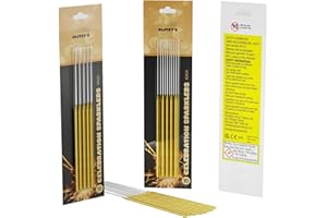 Exclusive Online Pack of 10 Glitz Sparklers 18cm - Ideal for Parties, Celebrations, Bonfire Night, Halloween, Christmas, New Year and Special Events - Perfect for Weddings, Birthdays (Gold)