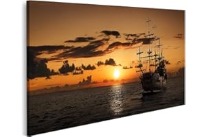 islandburner Tableau Tableaux Un bateau pirate en pleine mer Cadre sur Toile Impression Photo Affiches