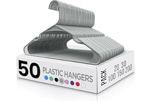 Utopia Home (50 pezzi) Grucce robuste in plastica (42 cm) – Durevole, sottile e grucce in feltro di alta qualità per l' armadio - Ideato per t-shirt, abiti, camicette, pantaloni, giacca (Grigio)