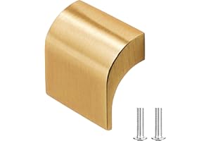 Decoranddecor Amory Curved Square Knob Pull Handle for Cupboard Cabinet - Zinc 32mm Hole Centre (Gold, 1 Pack)