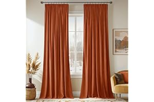 MIULEE Tende Velluto con Fettuccia Arricciata - 2 Pezzi, Altezza 300 CM, Morbidissime e Belle per Camera da Letto e Soggiorno, Tende Velluto Arancione Interni Oscuranti Termici