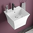 Plantex Ceramic WashBasin/Half Pedestal Wash Basin for Bathroom/Wall Hung Wash Basin for Home/Office/Hotels (Proton - White, 16 x15 x11 Inch)
