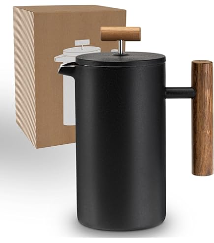 La Cafetière Pisa Cafetiere, 8 Cups/1L, Heat Resistant Borosilicate Glass and Stainless Steel with Easy-Grip Piston, Small French Press Coffee Maker for Loose Tea and Ground Coffee, Flint