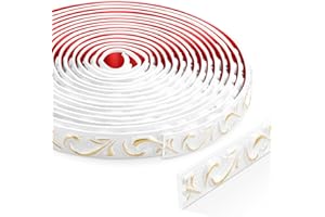 ZTVOWTO 6 Metri Stacca e Incolla modanatura adesiva, 3D Rifiniture da Parete, Adesivo Cornice Specchio per Cornici di Specchi, Telai di Porte, Soffitti, Decorazioni per La Casa(Bianco con oro)