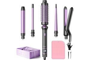 Boucleur à Cheveux BESTOPE PRO 5 en 1 - Fer à Boucler Avec un Lisseur Cheveux,Boucleur Wavy,Brosse Thermique(9 mm-25 mm),Fer à Friser Kit - Température Réglable,Pour Les Voyages et Les Cadeaux