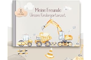 Marvelights Meine Kindergarten Freundebuch, Ein Album für meine ersten Freunde, Alle meine Freunde, Freundschaftsbuch für Mädchen und Jungs zum Ausfüllen (Bagger 001)