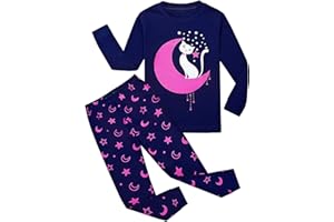 Garsumiss Pijamas para Niña Dos Piezas de Unicornio Manga Larga Invierno Pijama 2-12 Años