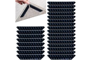 Kryzulax Antiscivolo per Tappeti,24 Pezzi Adesivo Antiscivolo da Tappeto Gripper,Lavabile e Riutilizzabile,13 x 2,5 cm,per Tappeti per Pavimenti in Fissare Il Tappeto(Nero)