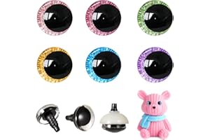 MUCUNNIA 96 ojos de seguridad con purpurina 3D de 25 mm para ganchillo con arandelas, ojos de amigurumi de ganchillo para animales de ganchillo, ojos de manualidades, ojos de muñeca, ojos de ganchillo