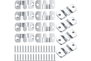 YIBAIJIA 16 Pcs Flush Mount Brackets, Interlocking Photo Frame Hooks, Heavy Duty Stainless Steel Picture Hanging Z Clip Brackets for Picture Display Art Gallery Wall Mount Frame, with 32 Screws