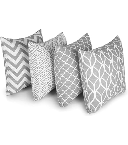 Housses De Coussin TreeWool - Lot De 2, Toile De Coton 45x45 Cm, Motif Treillis Graphite