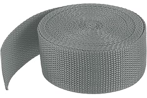 sourcing map Lightweight Polypropylene Webbing Strap 38mm(1 1/2") 5 Yard Backpack Strapping Band Grey for Outdoor Luggage Cargo Straps - 4.5m