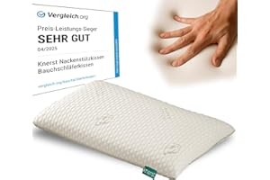‎KNERST KNERST® Stomach Sleeper Pillow - Ergonomic Pillow for Ultimate Comfort - Neck Support Pillow - Memory Foam Pillow - Sleeping Pillow - Flat Pillow for Stomach Sleepers [Height 6 cm]