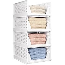 Hwtcjx Set van 4 opbergdozen, kunststof opbergdozen voor huishouden, praktische opbergkist, opbergmand voor kast, keuken, badkamer, 21 x 14 x 7 cm (wit