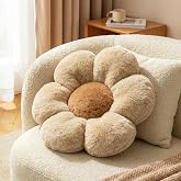HonorHut Flower Cushion Khaki Plush Decorative Throw Pillow | Soft Fluffy Thick Floor Cushion for Bedroom Living Room Childre