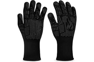 ‎FITFETS FITFETS Grillhandschuhe (Hitzebeständig), Ofenhandschuhe, rutschfeste Silikon - Feuerfeste Handschuhe, BBQ Handschuhe, Küchenkochhandschuhe