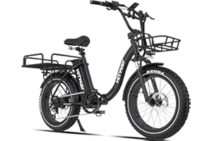‎HITWAY HITWAY BK6S Plus E-Bike mit 48V 25Ah Akku und 90-200km Reichweite, 20 Zoll Fat Tire City-Elektrofahrrad mit Doppeltem Gepäckkorb, 250W Motor 25km/h, 7-Gang Schaltung