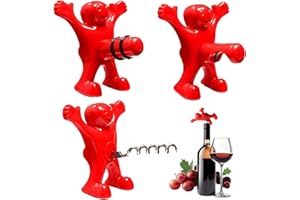 MAIBAOTEMBT Apribottiglie Vino, 3 Pezzi Apribottiglie Divertente, Tappo Vino Man, Cavatappi per Bottiglia Vino, Apribottiglie Regalo, Set Apribottiglie Birra per Bar, Abitazioni, Ristoranti (Rosso)