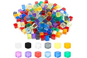 Sxutop 240 Stück 12 Farben Leere Acryl Würfel Blanko Würfel 8 mm DIY Bunten Dice Blanko Acrylwürfel 6-Seitiger DIY Dice mit Kordelzugtasche für DIY Herstellen,Partybevorzugung,Lernen