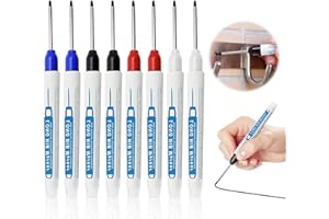 WUIOWPPIC 8 Pcs Deep Hole Marker Pens Carpenters Marker Drilling Markers Borehole Marker Drill Hole Marker Carpenters Pen Carpenter's Permanent Marker for Marking Hard to Reach Places (Black White Blue Red)