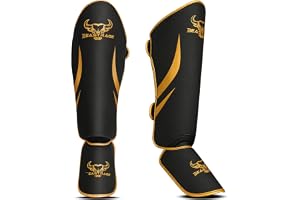 Beast Rage Muay Thai benskydd för MMA, kickboxning, hållbart benskydd med vristskydd, justerbar, välpassande