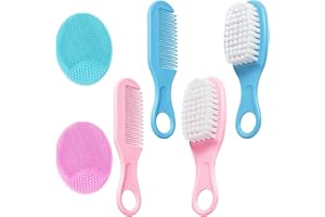 DDHHCP 3 Stück Baby Haarbürste, 3 Stück Baby Kamm, Haarbürste Baby, Babyhaarbürste für Neugeborene & Kleinkinder Baby-Bürste mit weichen Borsten Ideal für Wiegenhut Perfektes Baby-Liste-Geschenk