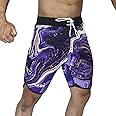 USI UNIVERSAL Shorts for Men, 411PM Marble Physique Board Shorts, Fitness Shorts, Polyester Elastane Construction, Hook Loop Fly (Small, Blue)