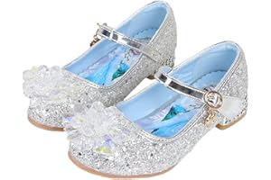 KANDEMY Mädchen Kristall Elsa Schuhe mit Absatz Glitzer Prinzessin Schuhe mit Pailletten Kinder Sandalen Eiskönigin für Halloween Fest Fasching Geburtstag Party