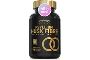 OXFORD ORIGINS Advanced Psyllium Husk Fibre Supplement 4200mg | Made in The UK | 2 per Day Psyllium Husks Capsules w/Inulin & Probiotics | Natural Laxatives for Constipation Relief for Adults | 90 Capsules