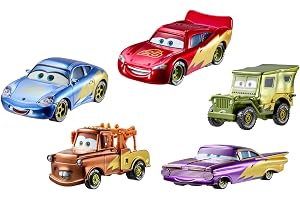 Mattel Disney och Pixar Cars 5-pack för 20-årsjubileum | 5 populära figurer från originalfilmen: Flash McQueen, Bärgarn, Sally, Ramone och Sarge, JMJ85