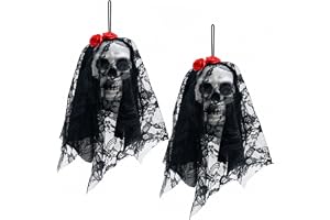 Jonami Halloween-dekorationer hängande spöke brud med svart slöja för väggdörr, skräck hem fest tillbehör - 25 cm