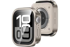 Amizee Metal Case Compatible with Apple Watch 46mm Series 11/10 Case with Built-in Screen Protector, Straight Edge Ultra Thin with Back Cover Protective Cover for iWatch 46mm, Titanium