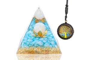 ZOOFUEL Crystal Pyramid, Healing Crystal Pyramid Gifts, Positive Energy and EMF Protection with White Crystal Sphere Pyramid, Gift of Balance,Success, Health and Healing for Women and Men