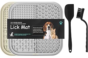 KILDOWS 2 alfombrillas para lamer perro con ventosas, espátula de silicona y cepillo, para aliviar la ansiedad de las mascotas y alimentar lentamente, bañarse y asearse