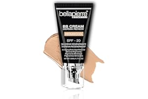 BELLAPIERRE COSMETICS bellapierre BB Cream with SPF 20 - Tinted Sunscreen, Concealer, Matte Foundation, & Moisturizing Face Cream | Lightweight Formula + Pump Top Applicator | Non-Toxic & Paraben Free - 48 ML - Medium Cool