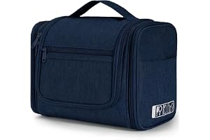 WANDF stor tvättpåse, hängande toalettväska för kvinnor, stor tvättpåse för män, tvättpåse för campingresor för barn kvinnor män (denimblå)