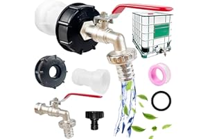 4BAOHUI IBC Tank Zubehör, IBC Container Zubehör Inkl. IBC Auslaufhahn 3/4 Zoll, IBC Adapter Kappe 3/4" Innengewinde, IBC Adapter S60x6 Verlängerung Distanzstück, 1000L Wassertank Zubehör für Regentonne